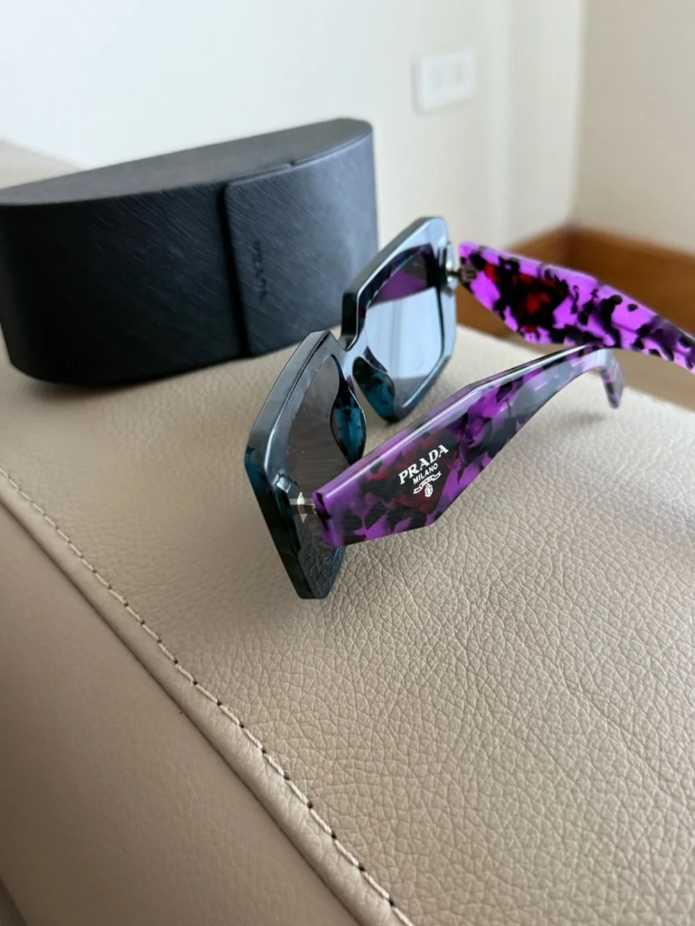 Prada Purple and Teal Patterned Sunglass Temples - Picture 2 of 7